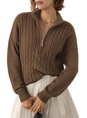 Retro Half-Zip Sweater Top - Loose and Casual