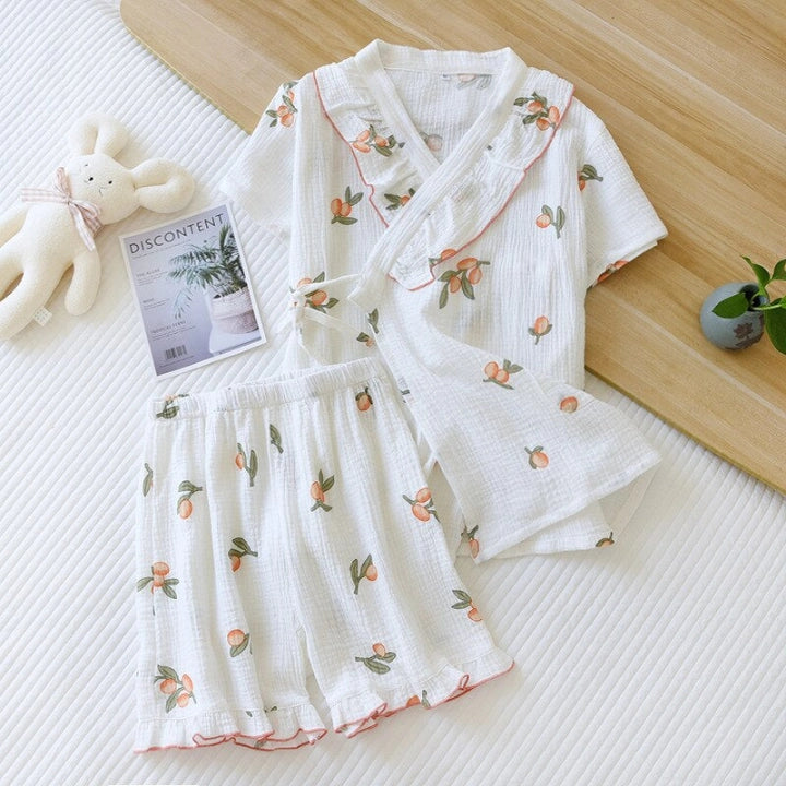 Women’s Kimono-Style Two-Piece Pajama Set – Elegant Comfortable Sleepwear