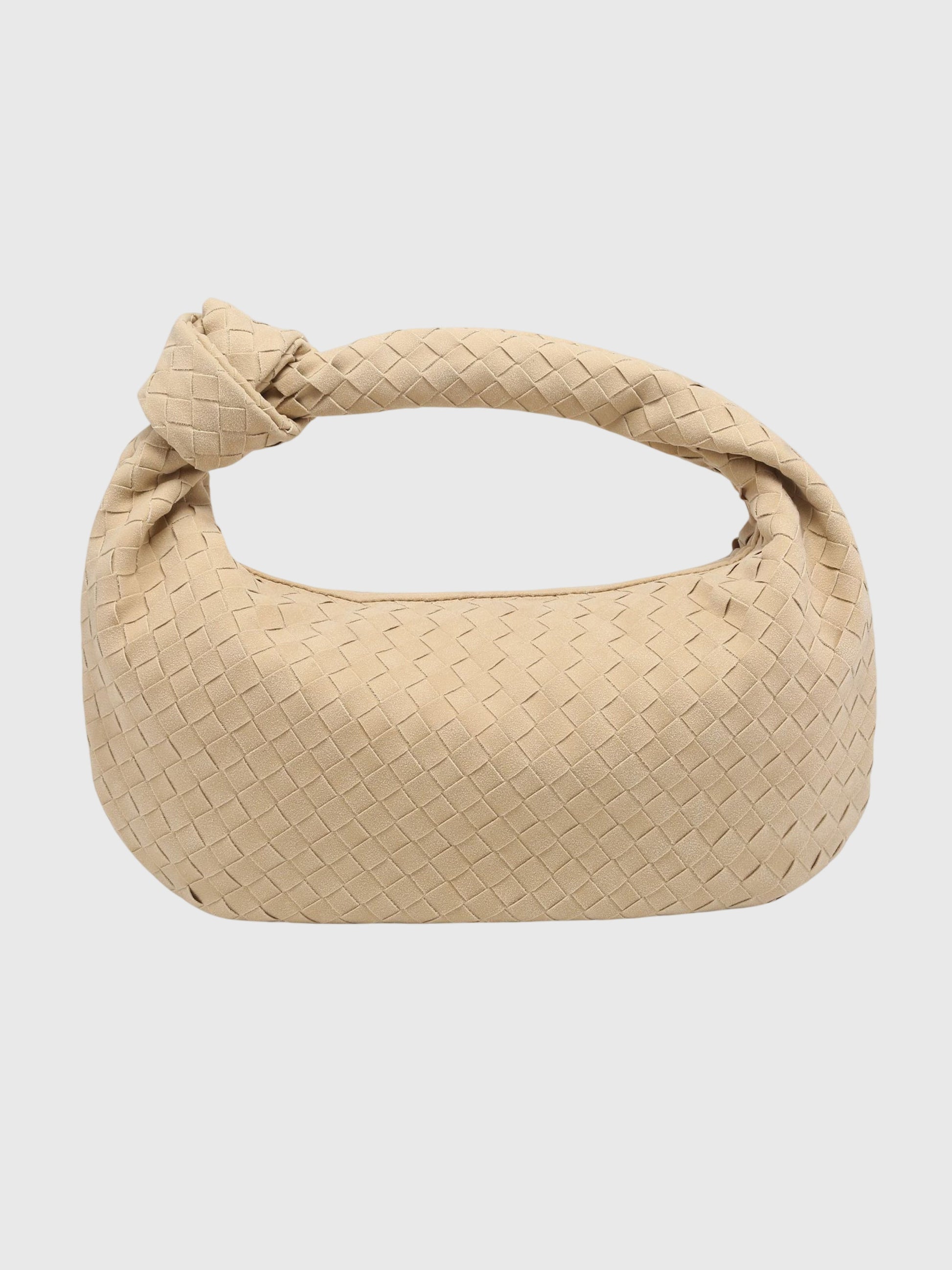 Women’s Medium Suede Woven Bag – Elegant Knotted Chic Style