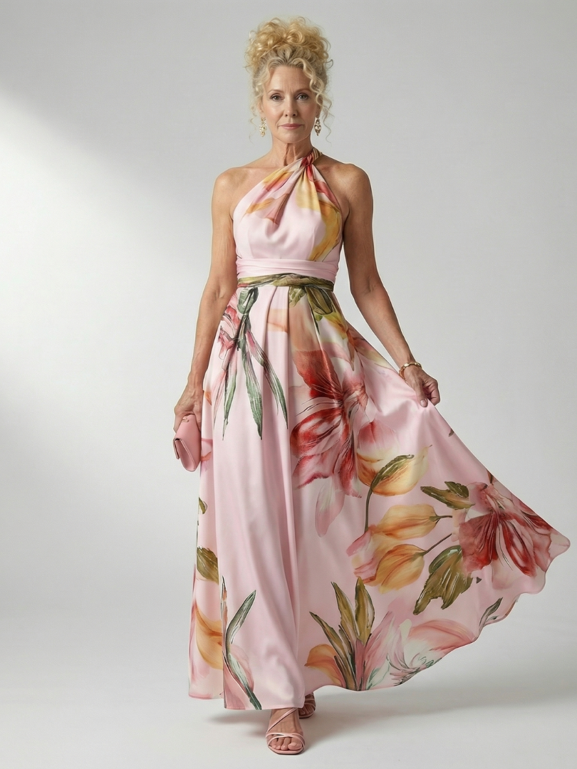 Women's Light Floral Maxi Dress - Soft Flowing Holiday Style