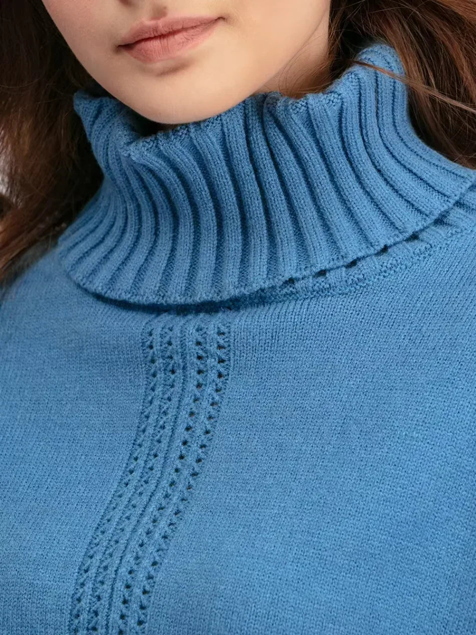 Women’s Turtleneck Sweater and Wide Leg Pants Set – Chic Comfortable Outfit