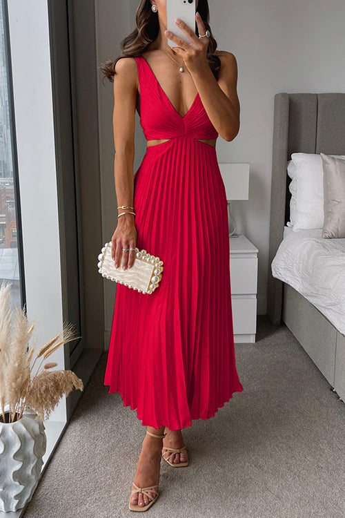Rumi Women’s Pleated Satin Evening Dress – Elegant Flowy Party Occasion Style