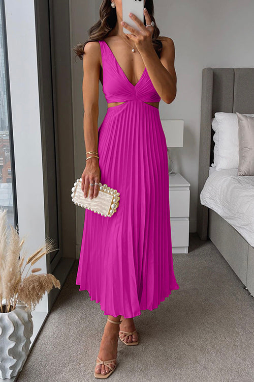 Rumi Women’s Pleated Satin Evening Dress – Elegant Flowy Party Occasion Style