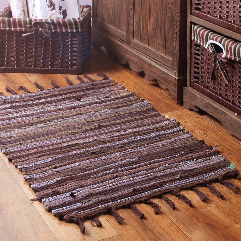 Durable Hand-Woven Cotton Bathmat – Multi-Colored Rug Bathroom Mat