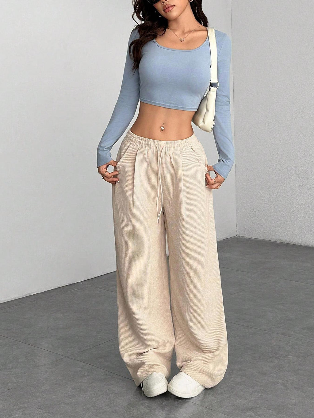 Corduroy Wide-Leg Pants - Soft and Trendy