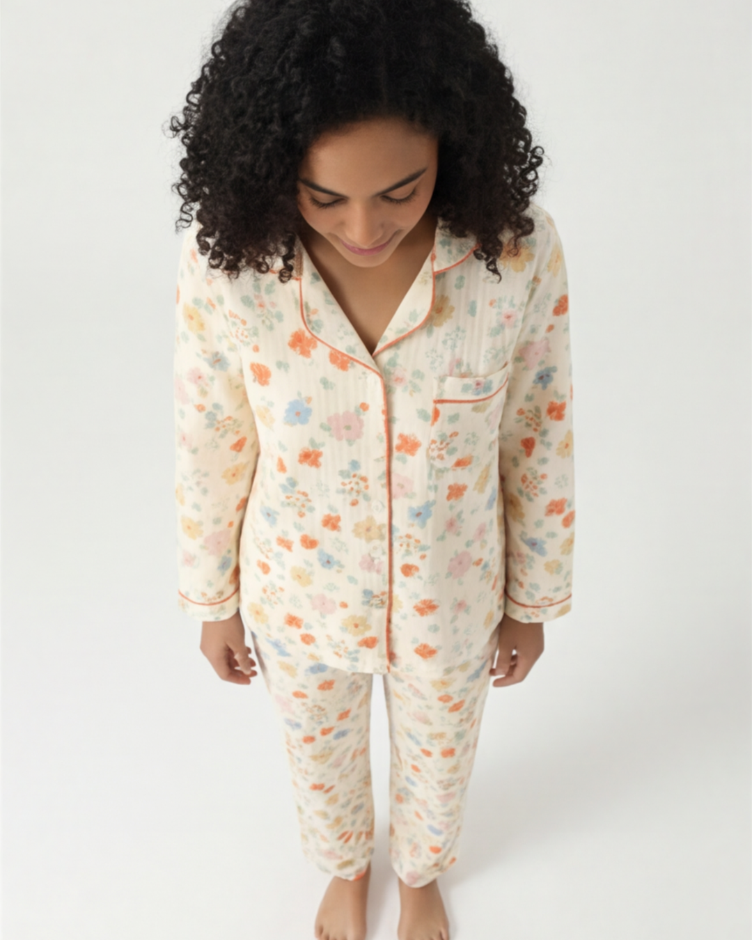 Gewatteerde drielaagse pyjama voor dames – Warme, losse huispak met revers
