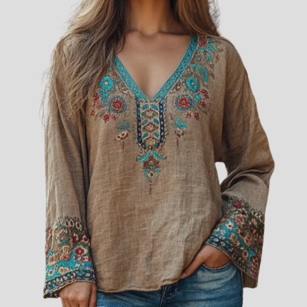 Women's Embroidered Blouse – Lightweight Feminine Everyday Top