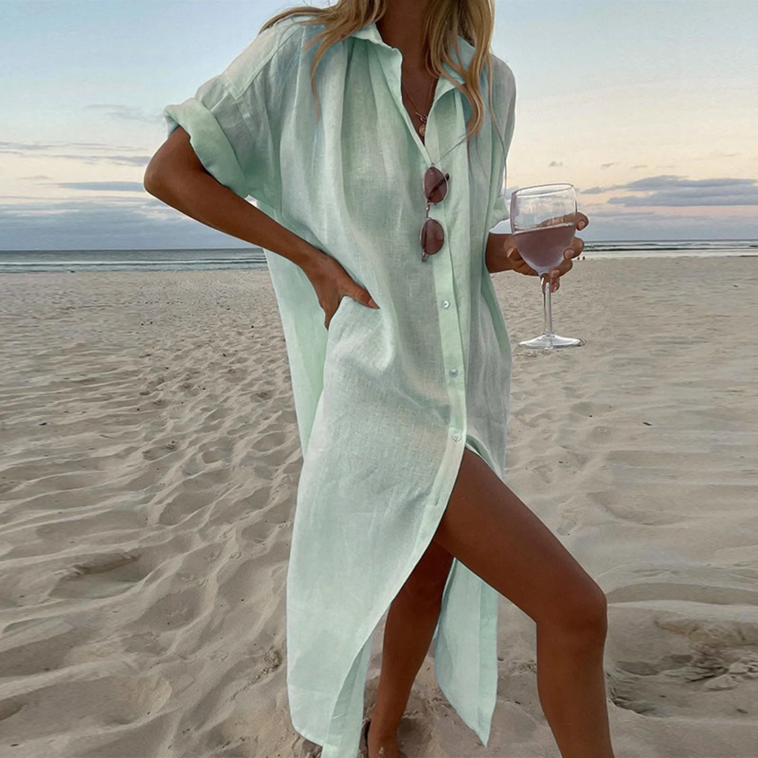 Zoya Women’s Oversized Shirt Dress – Elegant Comfortable Chic Casual Style