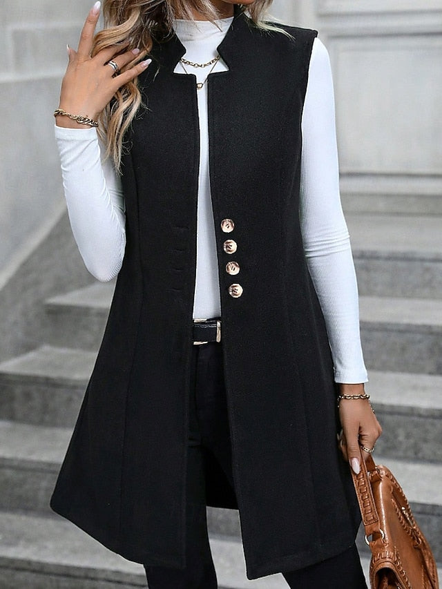 Long Sleeveless Blazer Vest - Polished and Modern