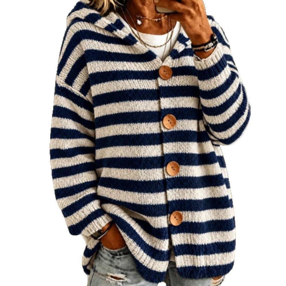 Women's Striped Knit Sweater - Soft Casual Everyday Layer