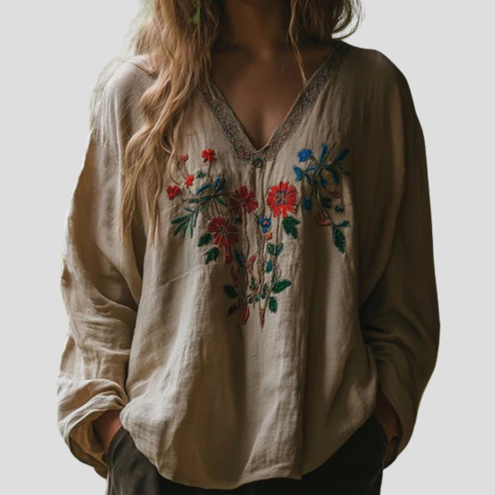 Women's Embroidered Blouse – Lightweight Feminine Everyday Top