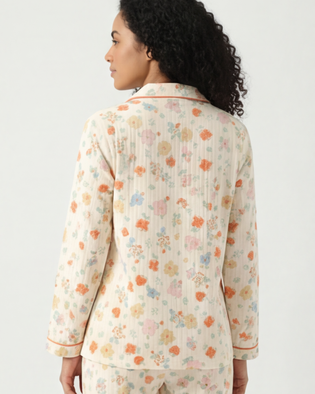 Gewatteerde drielaagse pyjama voor dames – Warme, losse huispak met revers