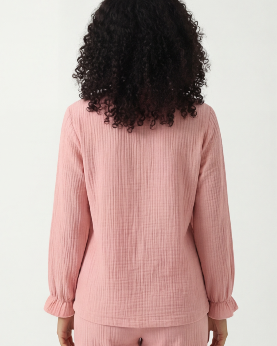 Damespyjamaset van gewassen katoen – Casual crêpe comfortabele huispakset
