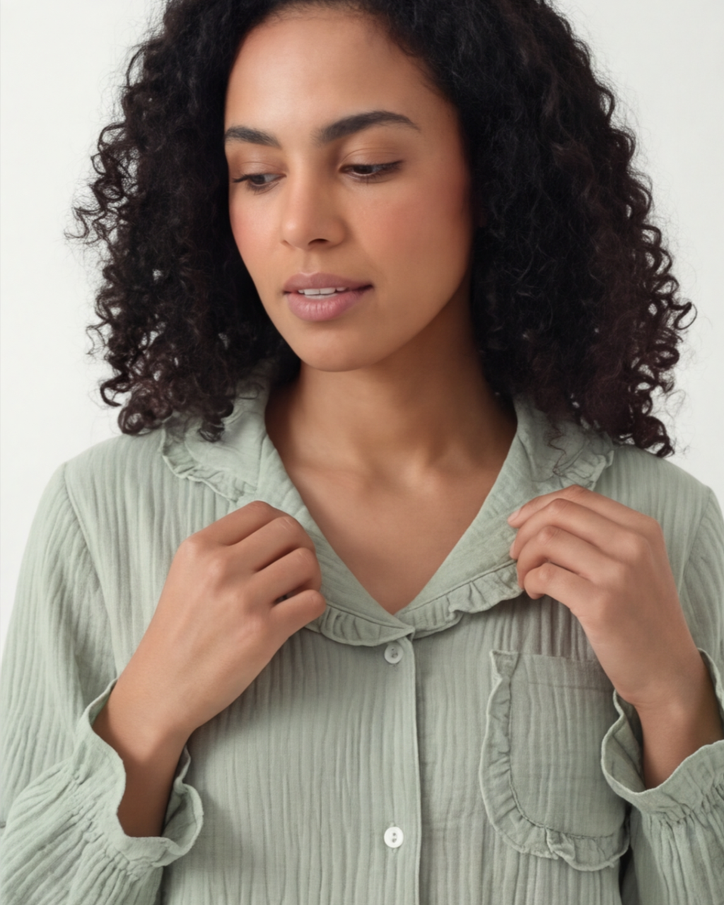 Women’s Cotton Washed Pajama Set – Casual Crepe Homewear Comfort Set