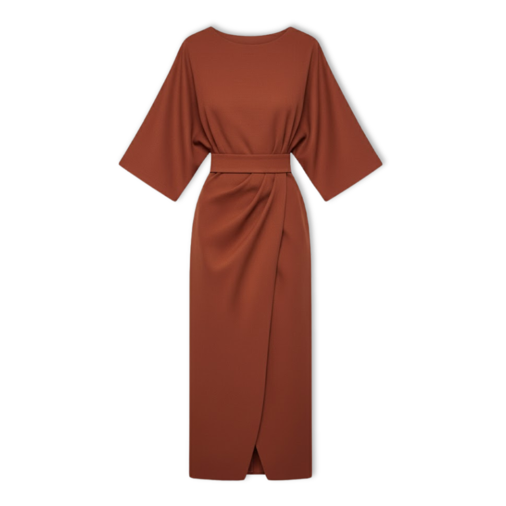 Women's Batwing Sleeve Maxi Dress – Defined Waist Flowy Dress