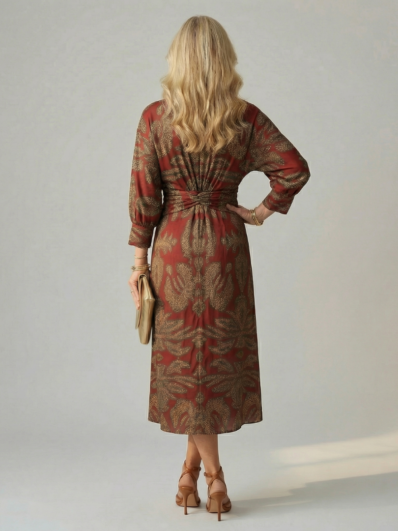 Women's Natural Wrap Midi Dress - Soft Flattering Everyday Style