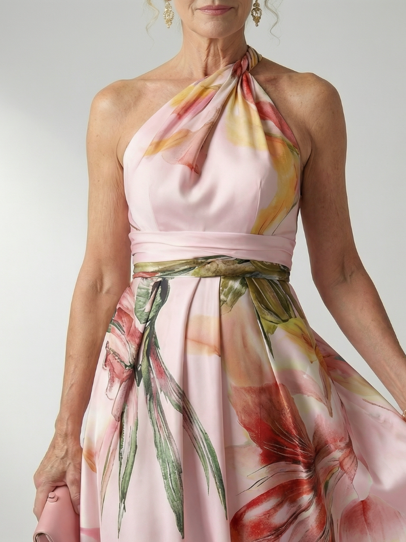 Women's Light Floral Maxi Dress - Soft Flowing Holiday Style