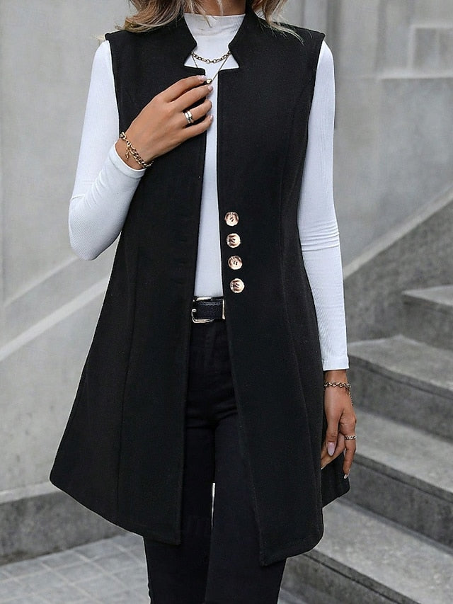 Long Sleeveless Blazer Vest - Polished and Modern