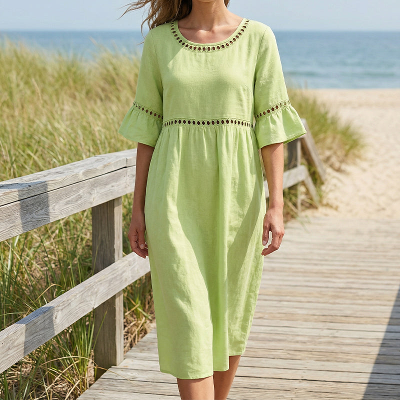 Women's Tummy-Control Midi Dress - Elegant Flattering Occasion Style