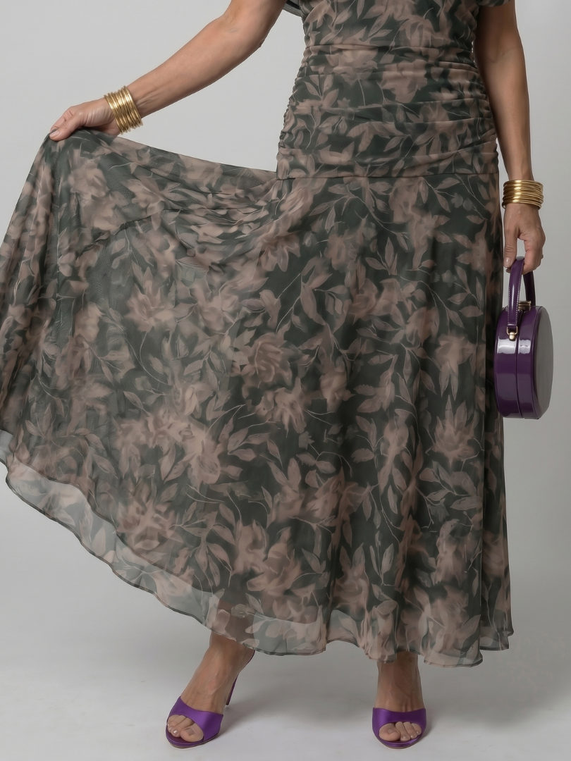 Women's Off Shoulder Flow Midi Dress - Soft Occasion Look