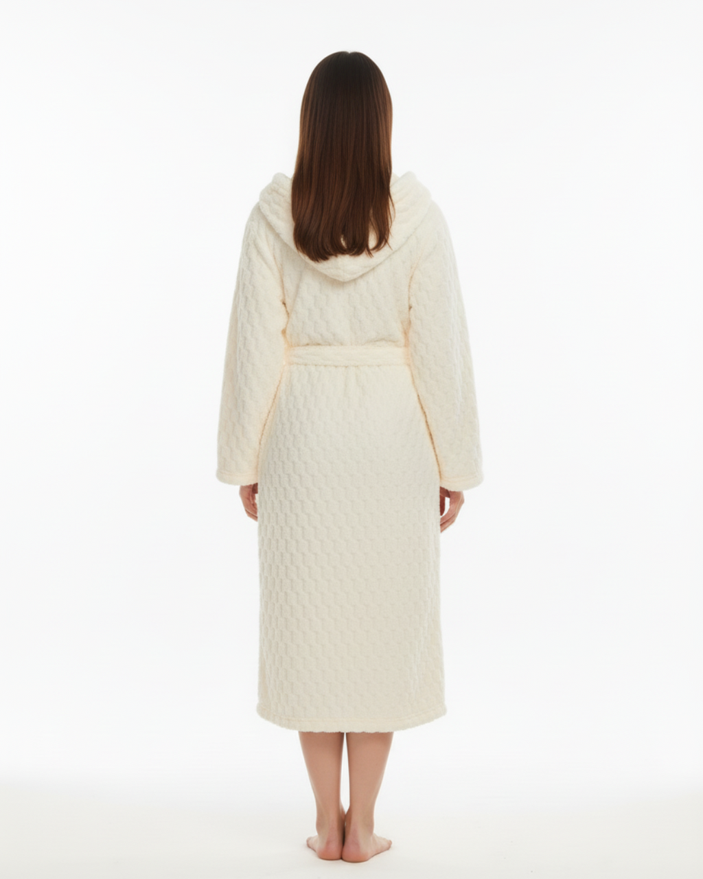 Women’s Hooded Bathrobe – Soft Plush Long Robe with Belt & Pockets, Warm Fleece Loungewear
