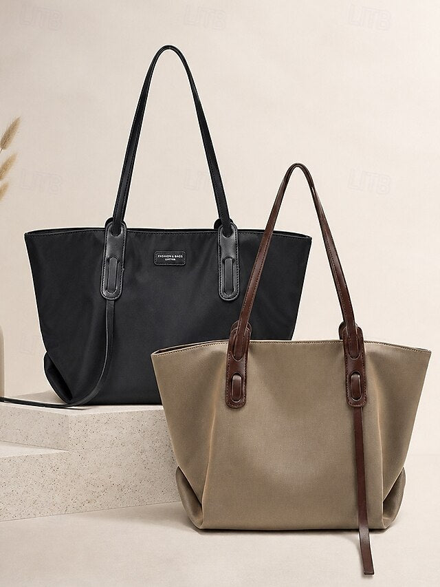 Oxford Patchwork Shoulder Bag - Roomy and Casual