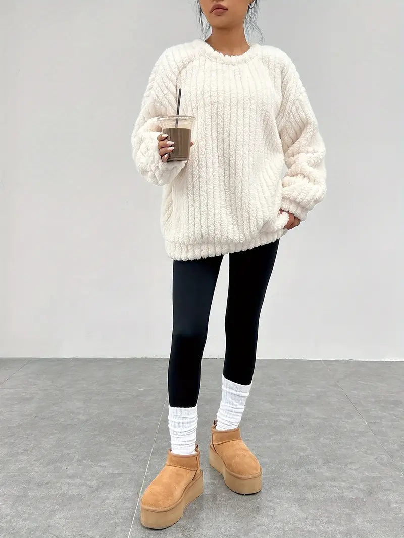 Women's Oversized Crewneck Sweater - Soft Relaxed Everyday Knit
