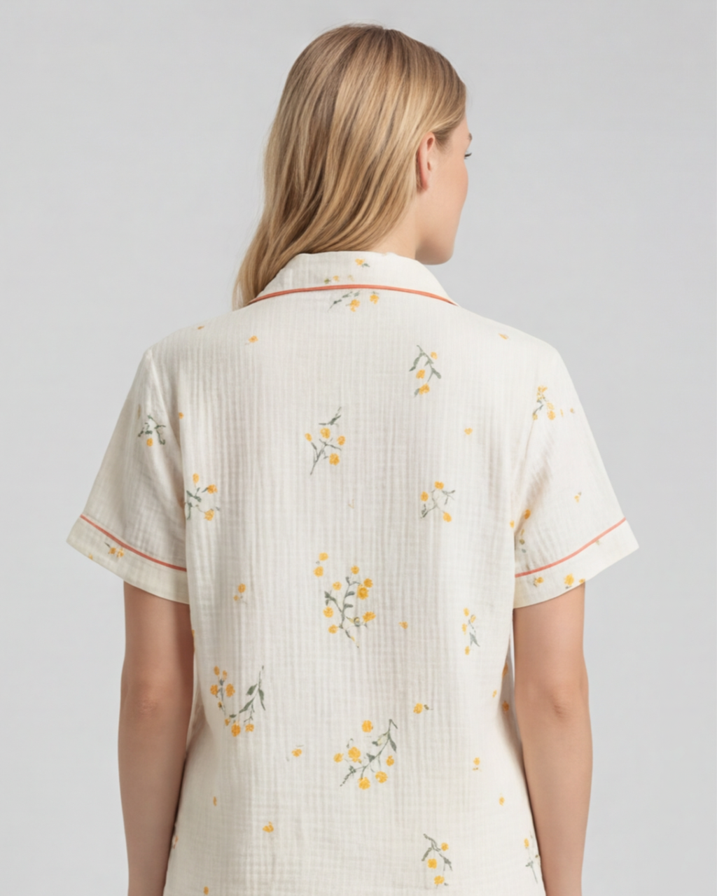 Women’s Comfortable Cotton Pajama Set – Fruit Print Shorts and Top