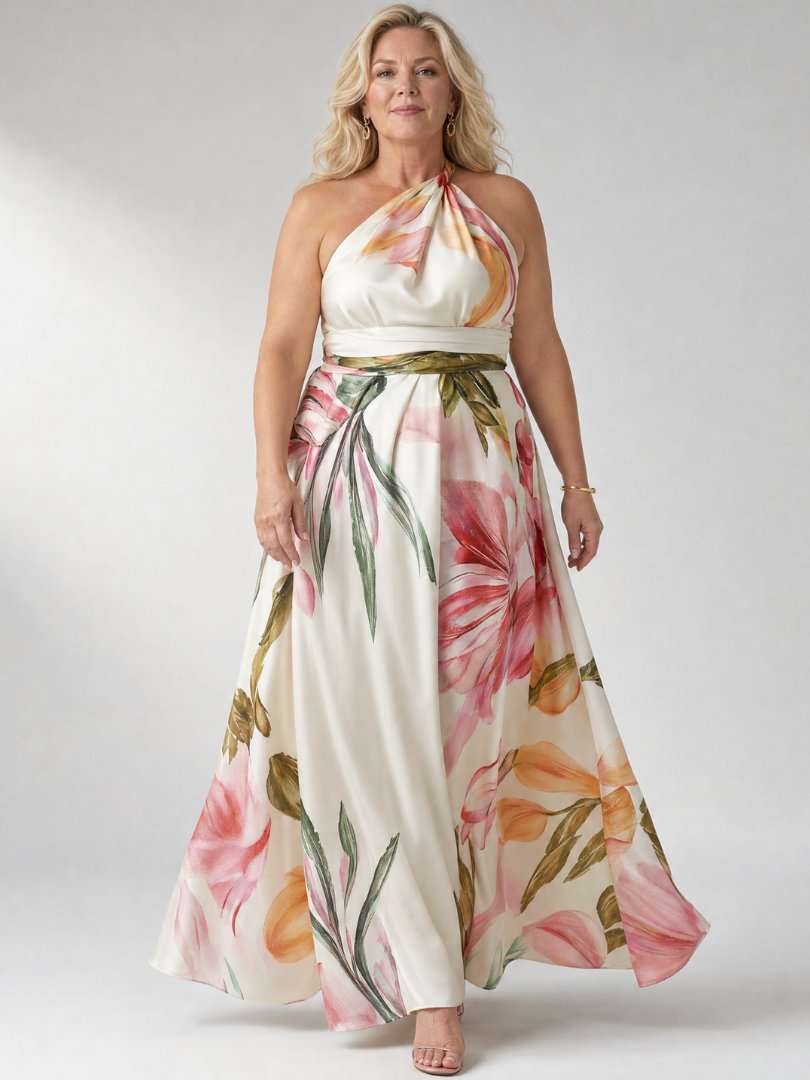 Women's Light Floral Maxi Dress - Soft Flowing Holiday Style