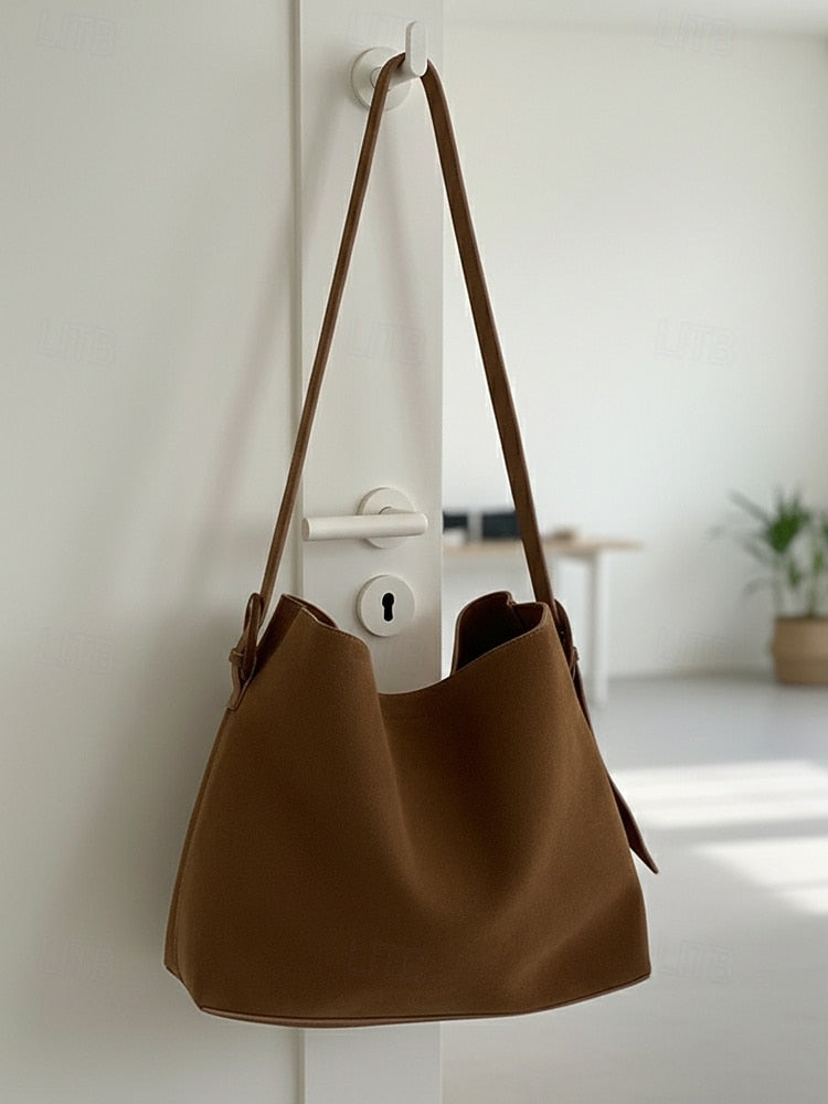 Suede Hobo Shoulder Bag - Roomy and Bohemian