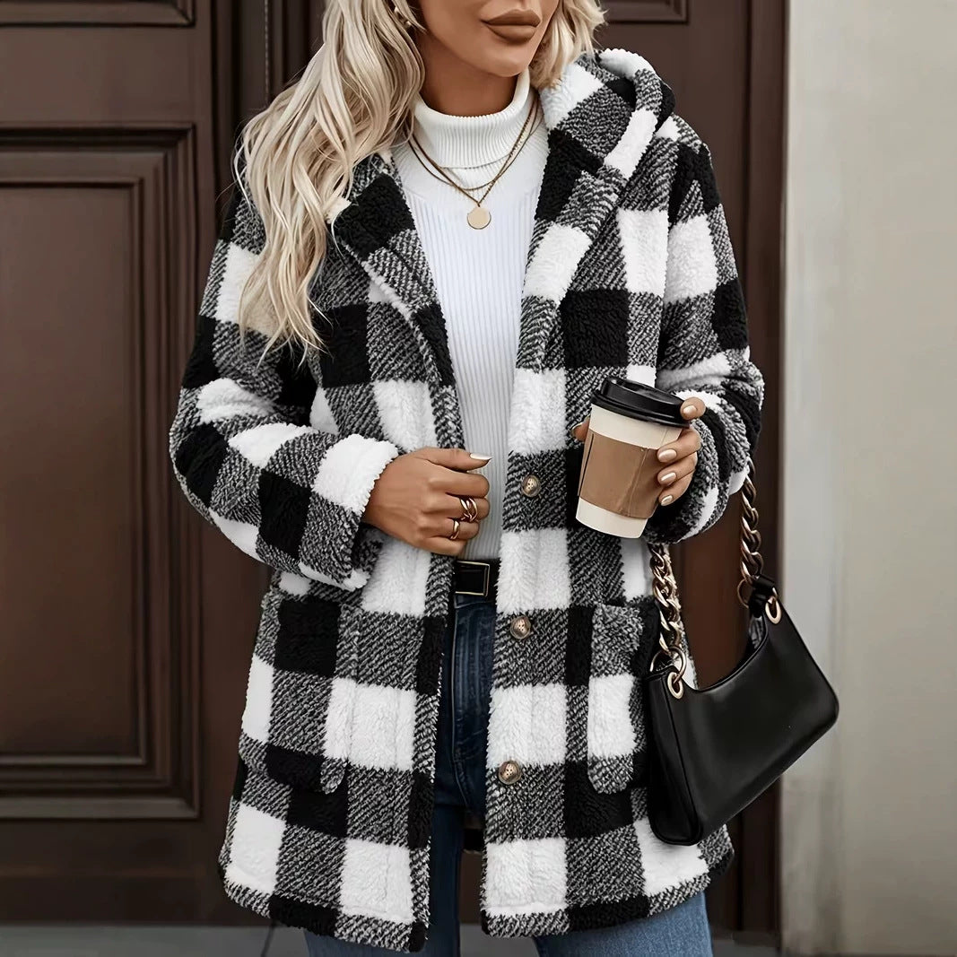 Retro Plaid Pocket Coat - Warm and Casual