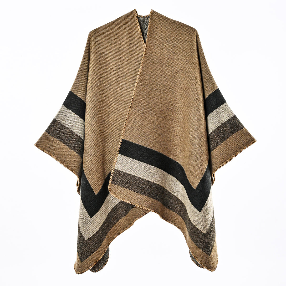Women's Jacquard Cashmere-Feel Poncho - Chic and Cozy