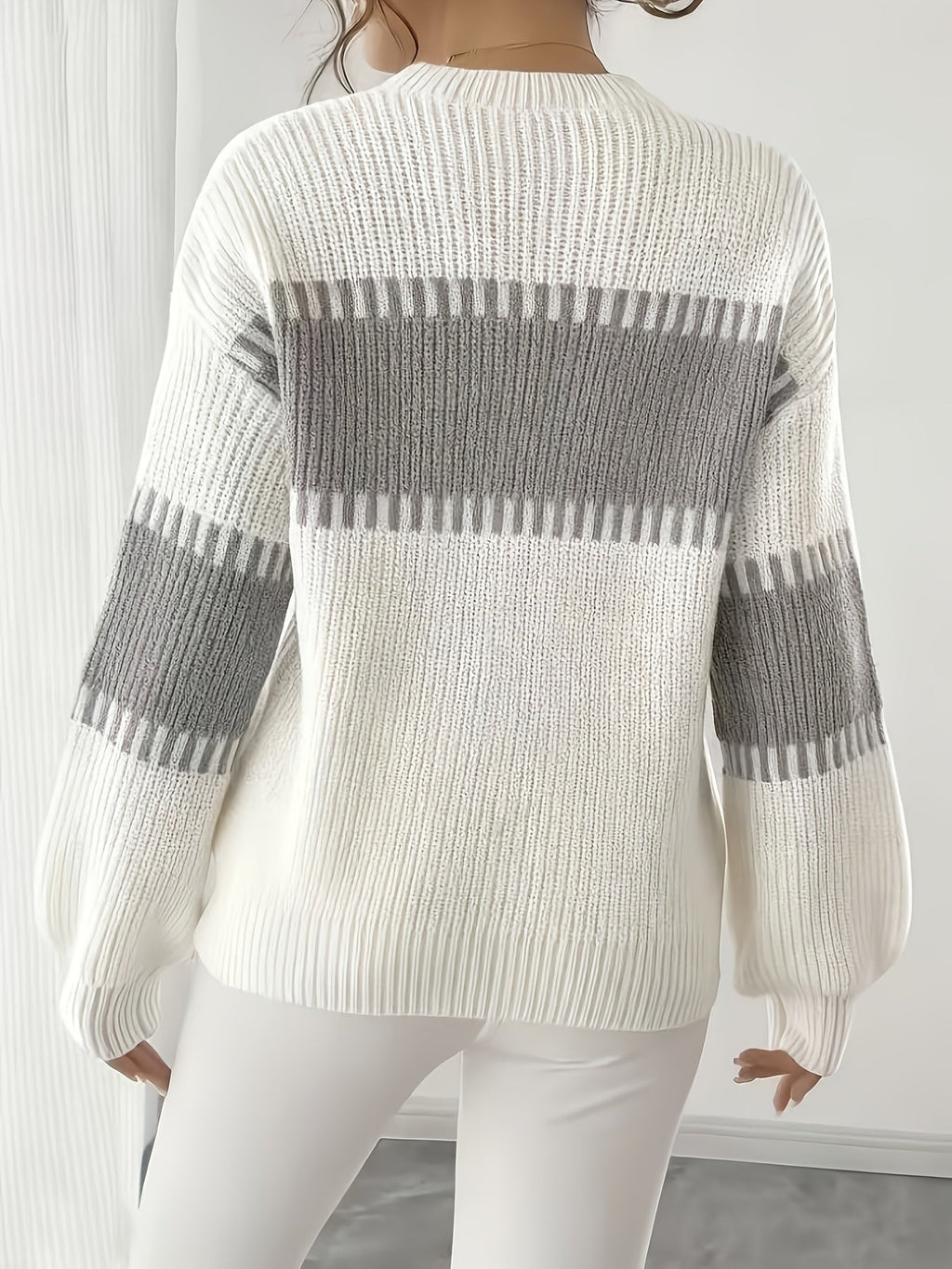 Women’s Colorblock Striped Sweater – Soft Casual Knit