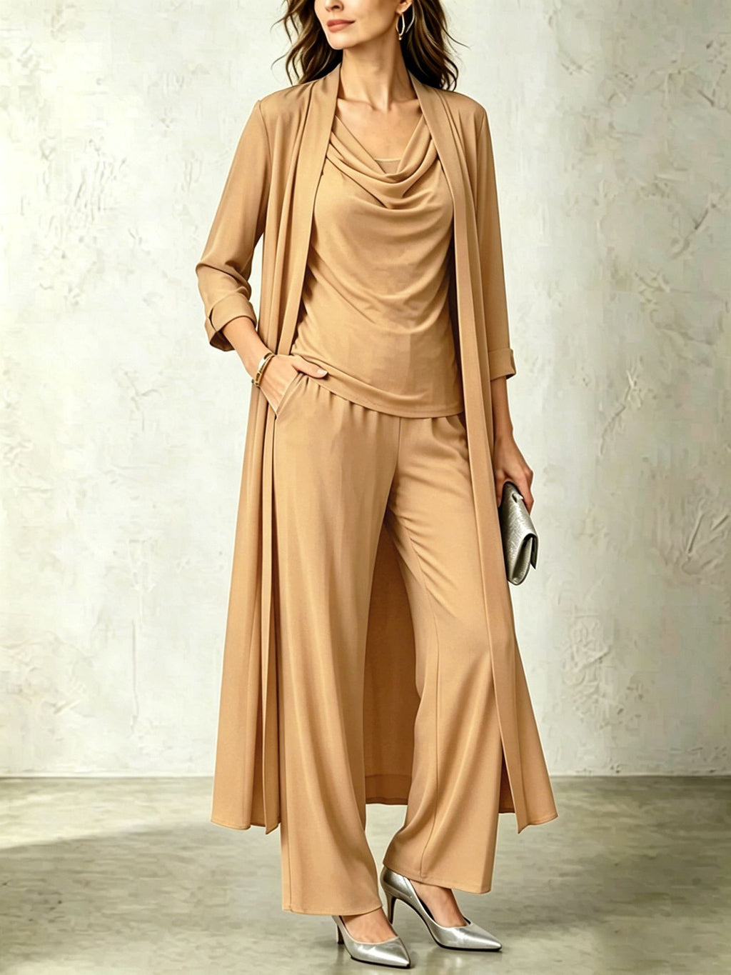 Women's Three-Piece Cardigan Set - Long Layered Casual Outfit