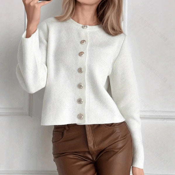 Women's Button Front Knit Cardigan - Soft Minimal Everyday Layer