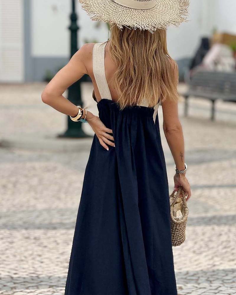 Women's Cross Neck Maxi Dress – Elegant Summer Occasion Dress