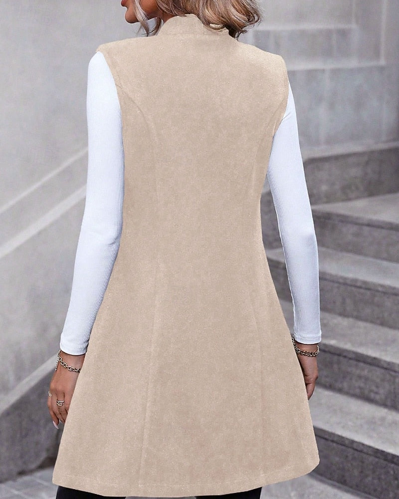 Long Sleeveless Blazer Vest - Polished and Modern