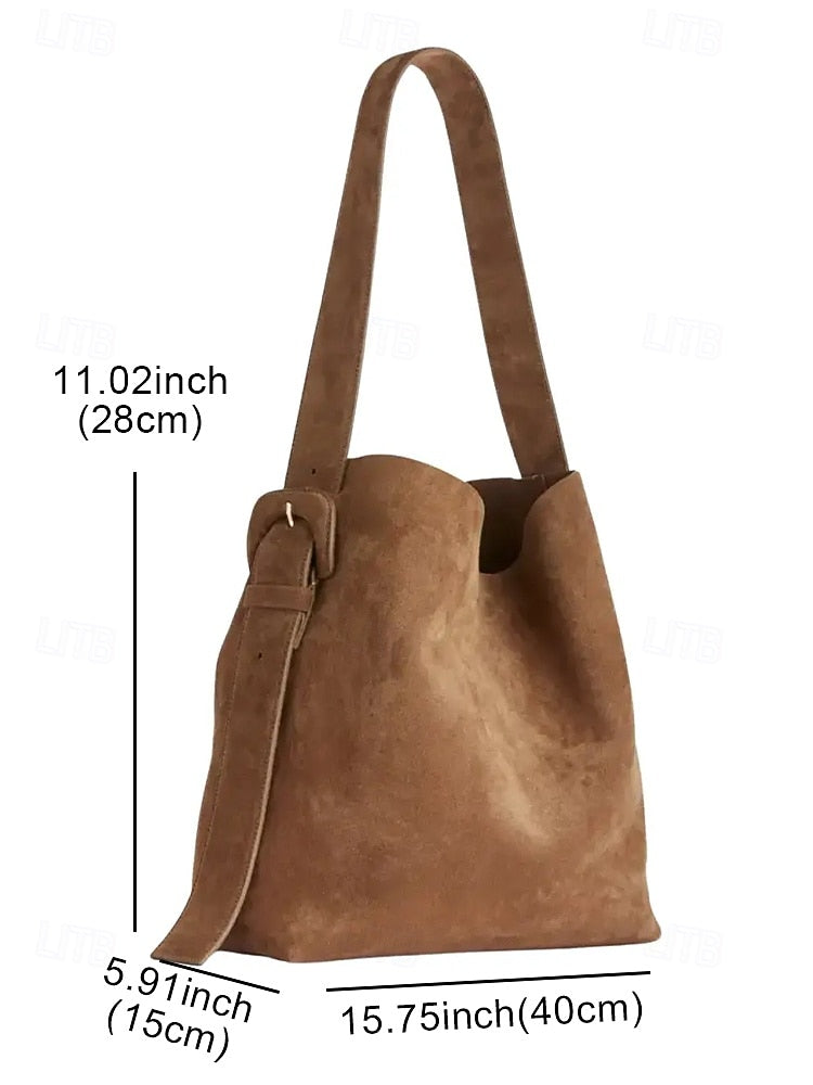 Suede Hobo Shoulder Bag - Roomy and Bohemian