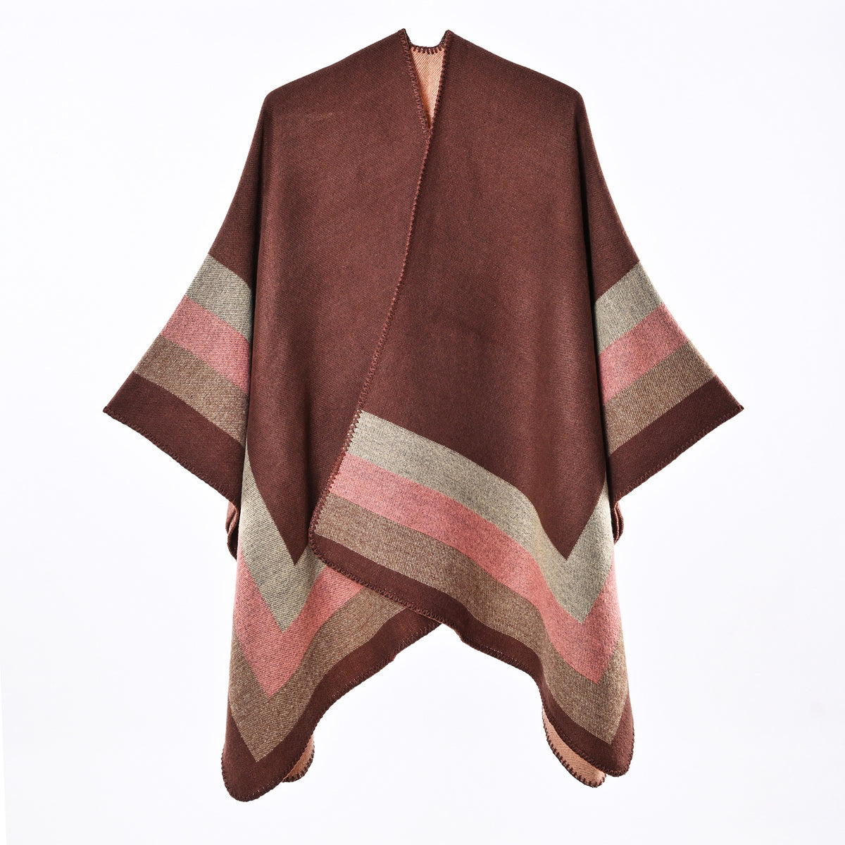 Women's Jacquard Cashmere-Feel Poncho - Chic and Cozy