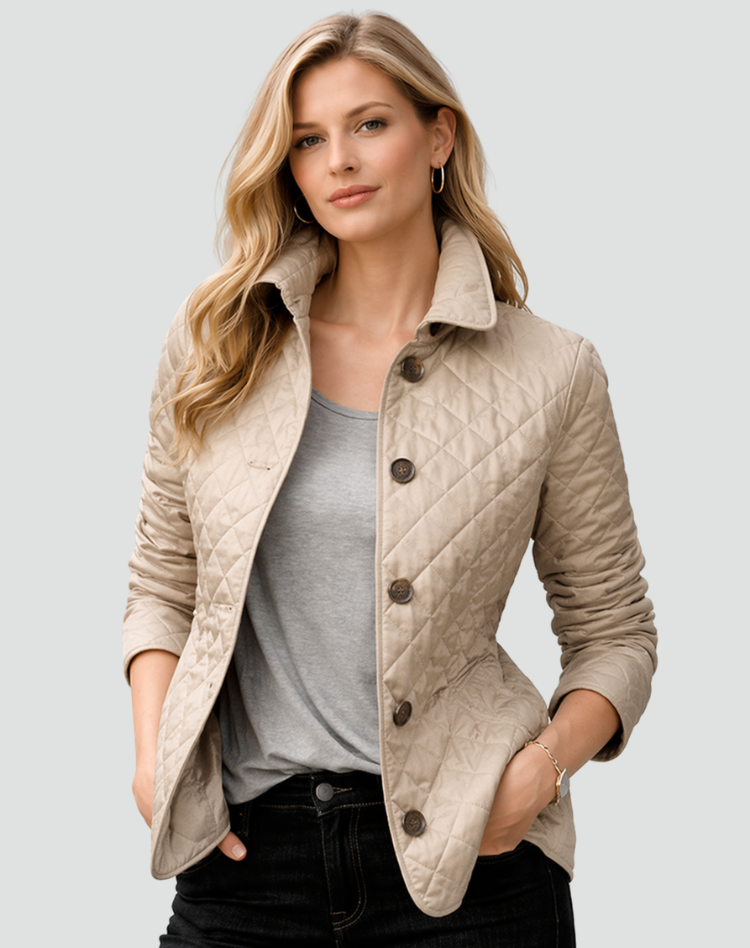 Women's Quilted Jacket - Button Front Transitional Daywear