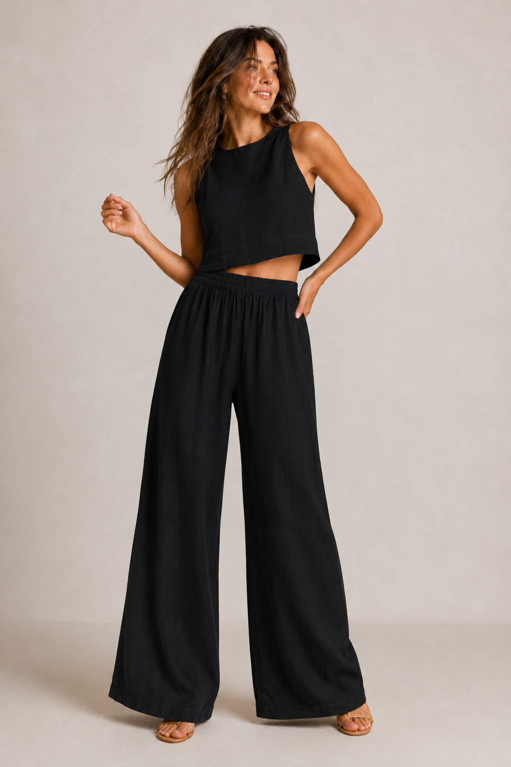 Women's Cotton Two-Piece Summer Set - Relaxed Matching Outfit
