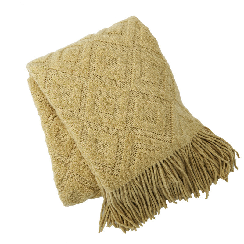 Jacquard Knitted Bed Throw Blanket – Soft Cozy Cover