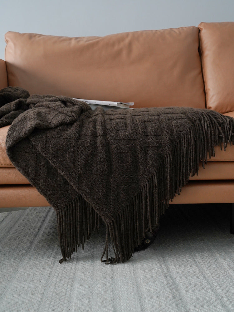 Jacquard Knitted Bed Throw Blanket – Soft Cozy Cover