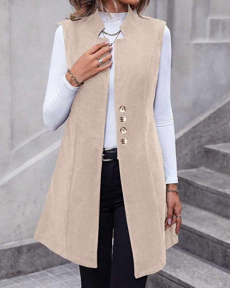 Long Sleeveless Blazer Vest - Polished and Modern