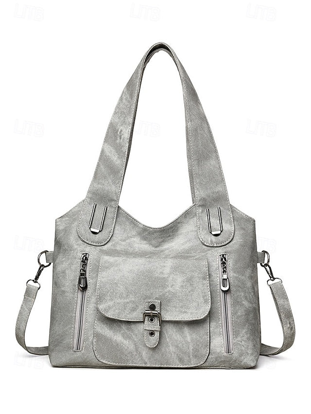 Vintage PU Hobo Shoulder Bag - Roomy and Lightweight