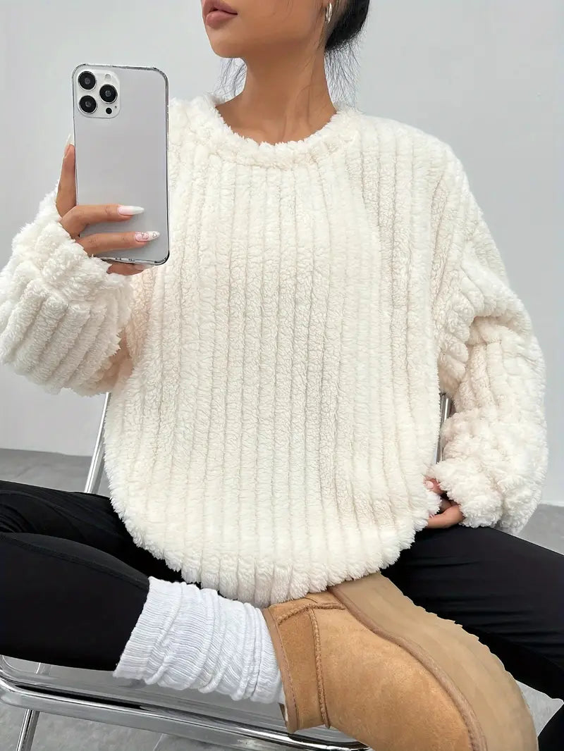 Women's Oversized Crewneck Sweater - Soft Relaxed Everyday Knit