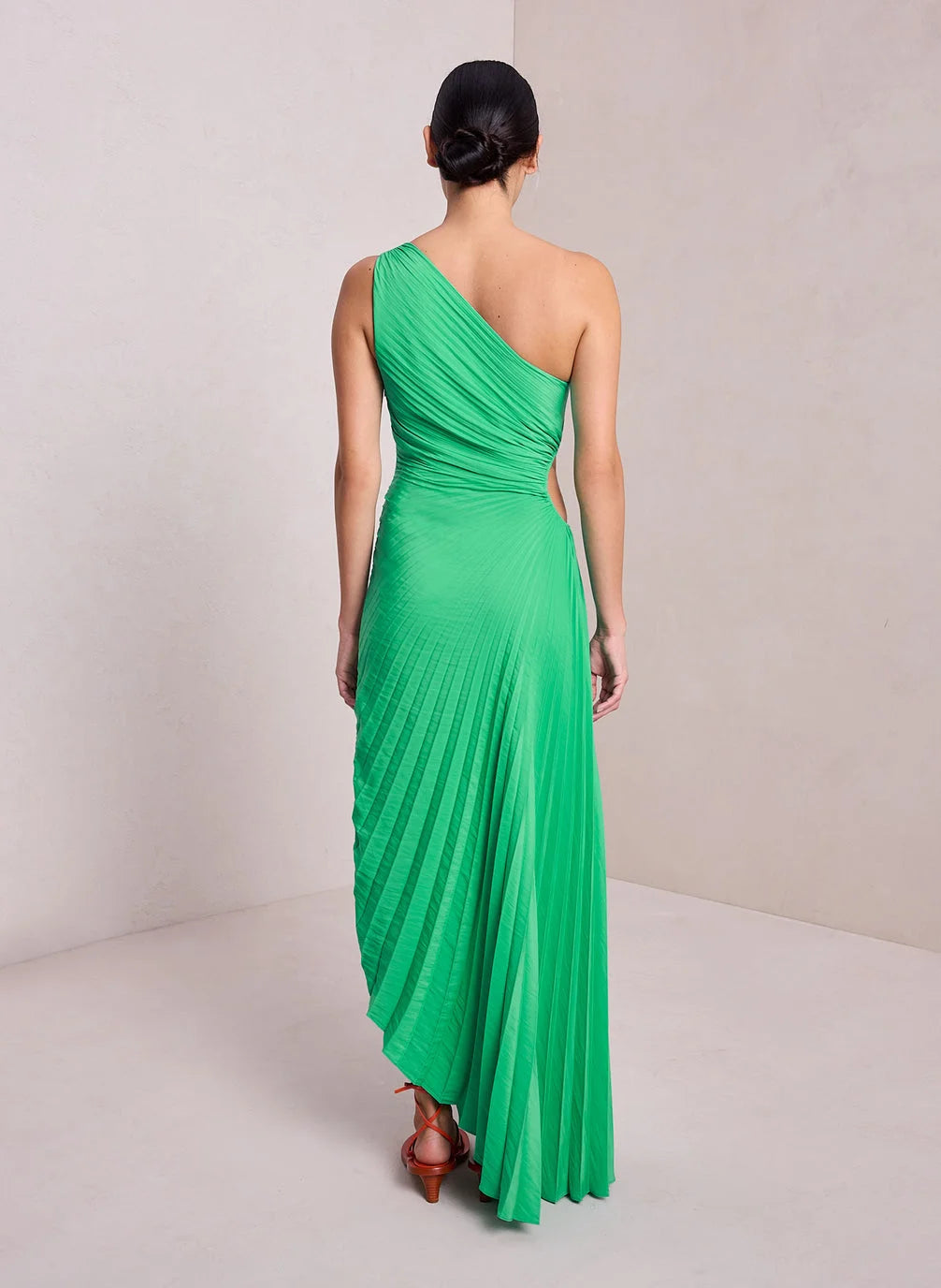 Women's One Shoulder Pleated Maxi Dress - Elegant Occasion Dress