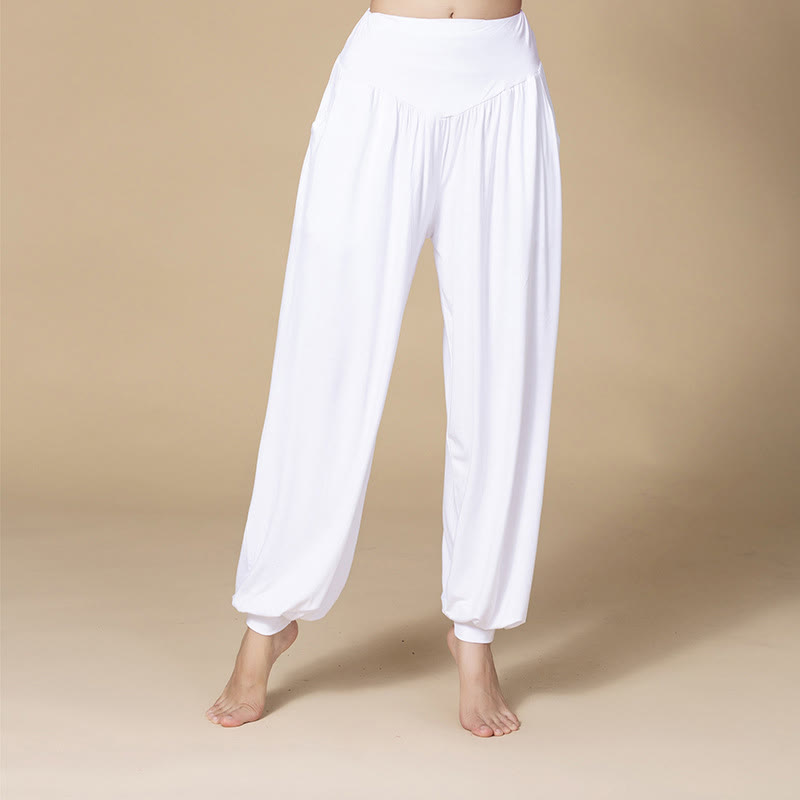 Buddha Stones Women’s Modal Harem Pants – High-Waist Yoga Dance Relaxed Pocket Casual Style
