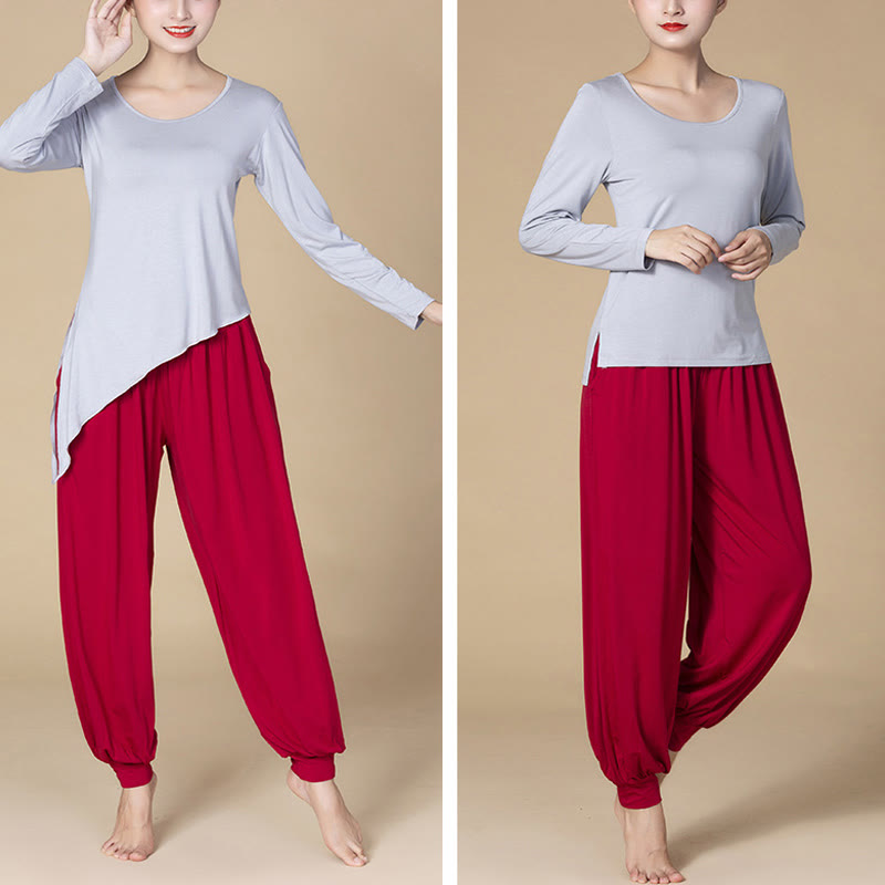 Buddha Stones Women’s Modal Harem Pants – High-Waist Yoga Dance Relaxed Pocket Casual Style