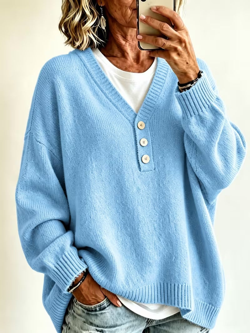 Women’s Solid Color Casual Sweater – Soft Cozy Everyday Style